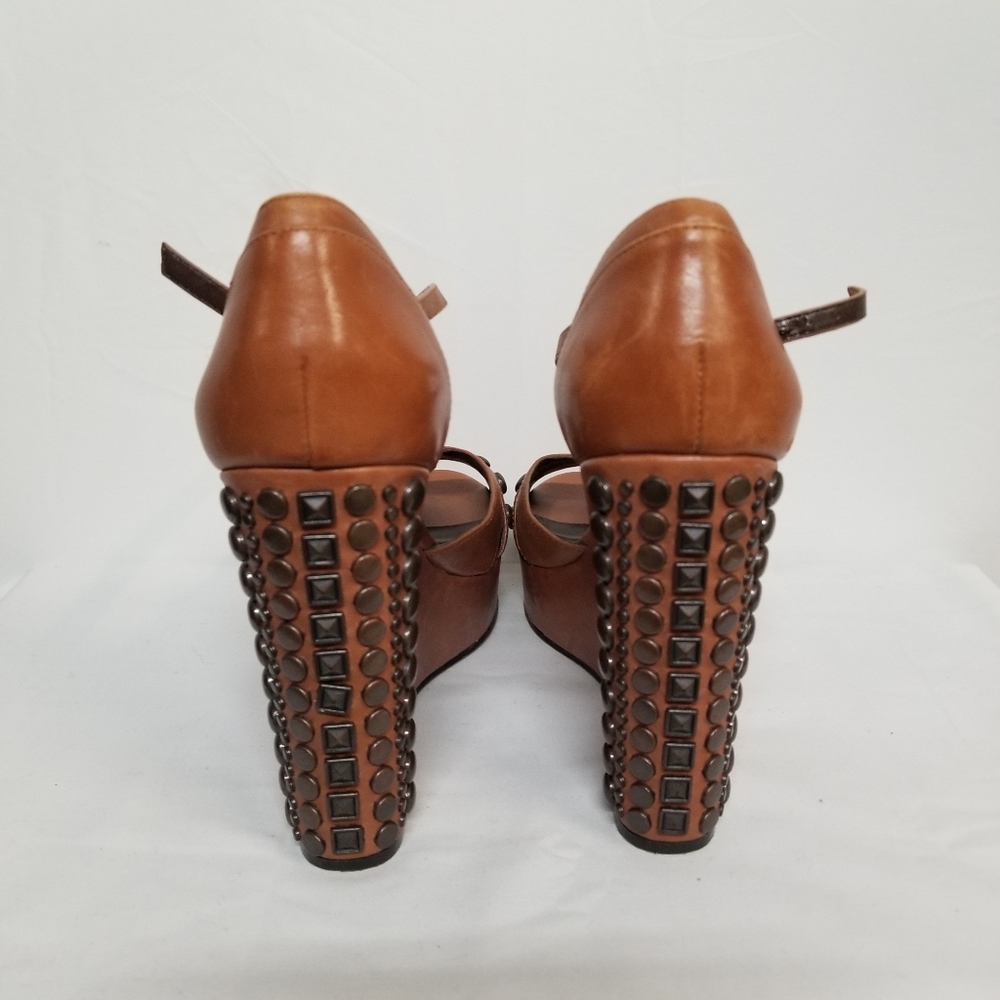 Vince Camuto Brown Leather Studded Heel Sandals 9
